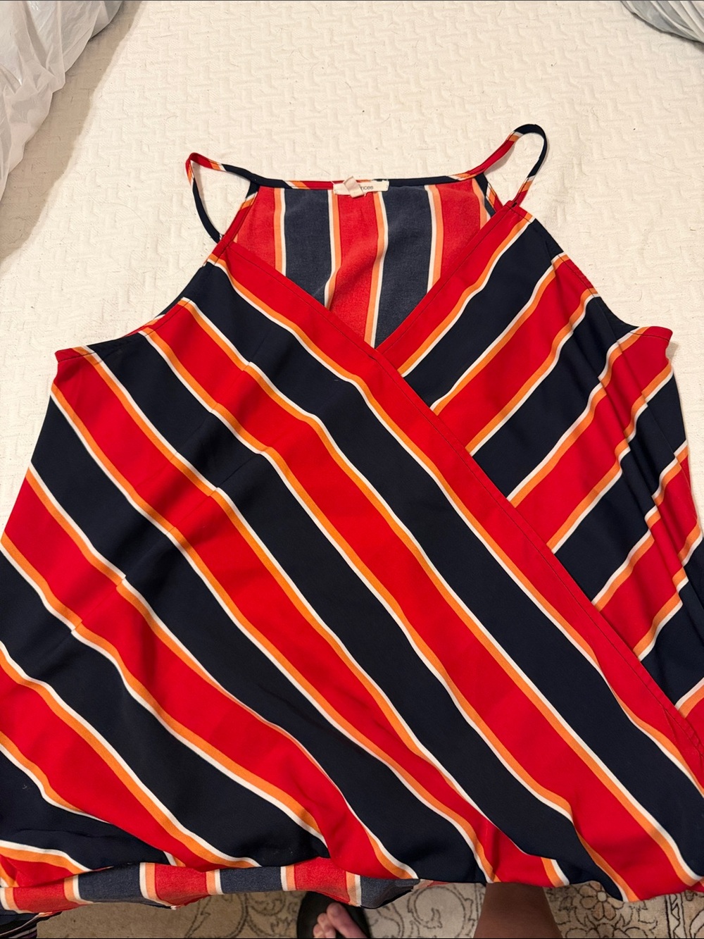 Striped Red and Navy Wrap-Front Cami